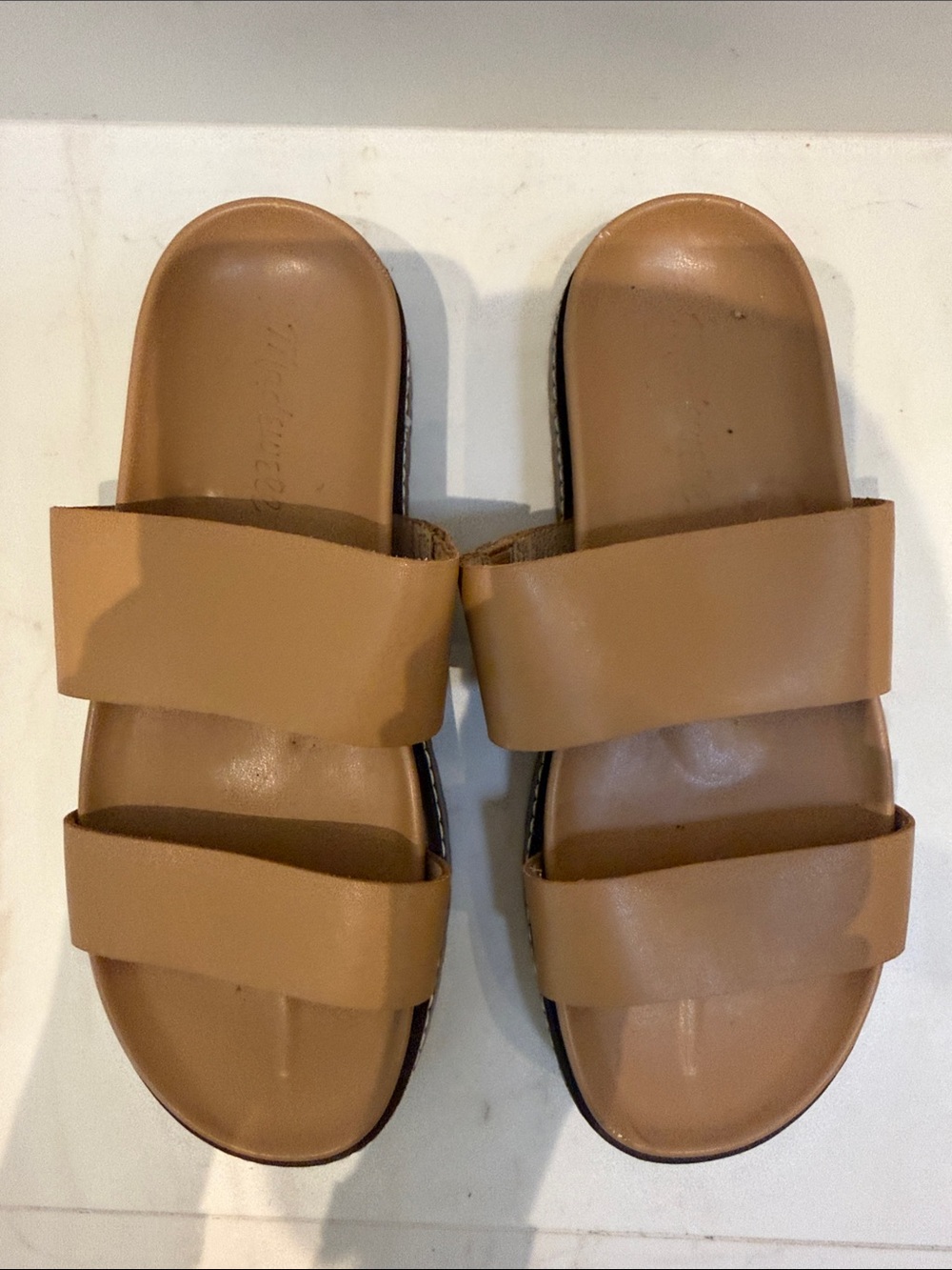 Madewell Tan Double-Strap Slide Sandals